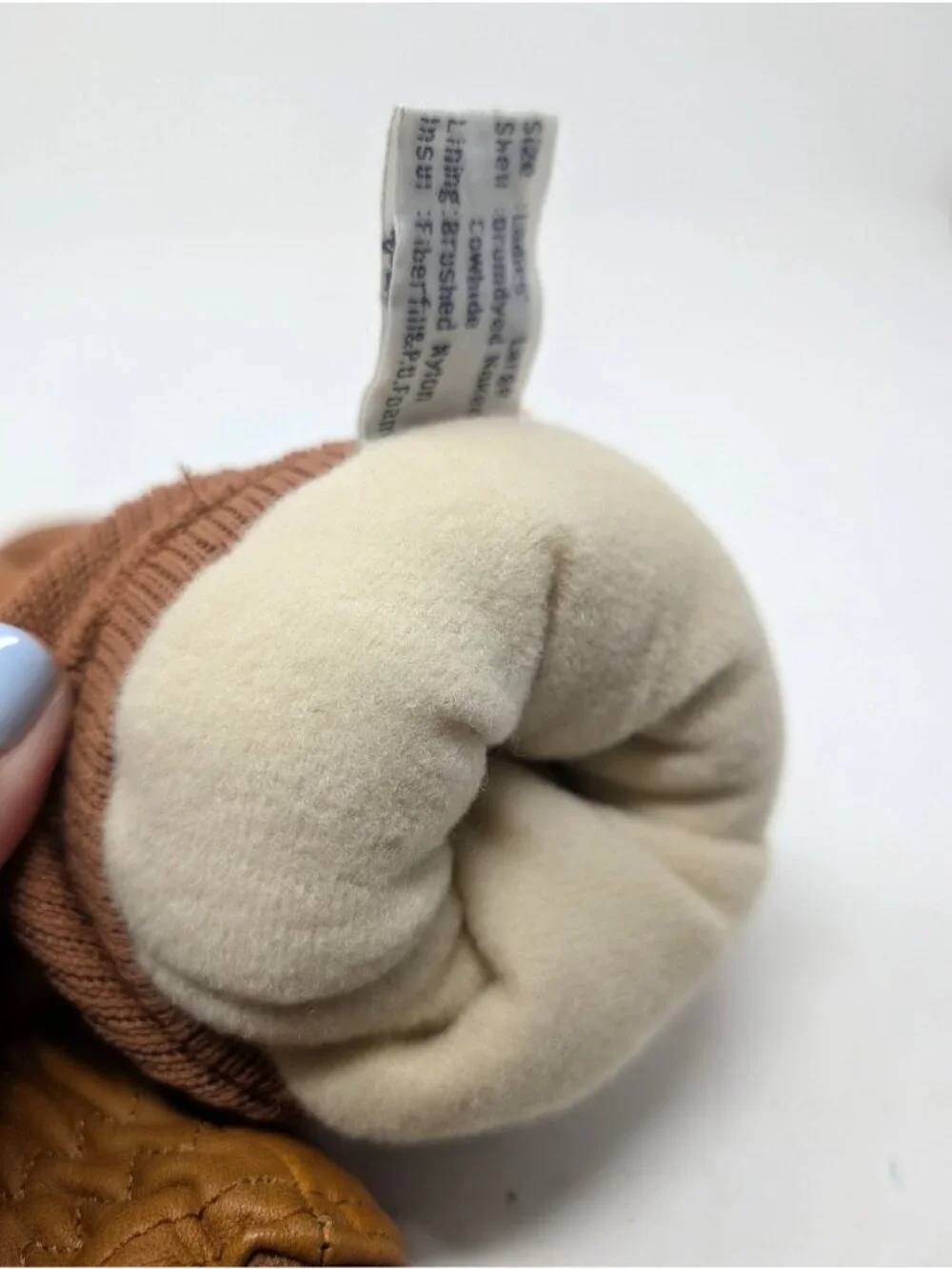 Vintage 80s Tan Quilted Gloves Large Leather Insulated Wrist